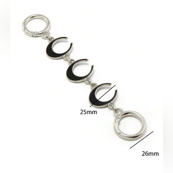 Silver and Black Purse Extender with Crescent Design - Picture 1 of 5